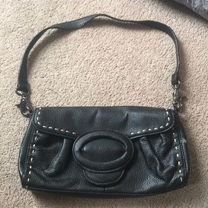 Black leather clutch